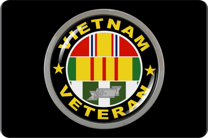 Vietnam Veteran 3 Service Ribbons - Tow Hitch Cover with Chrome Emblem